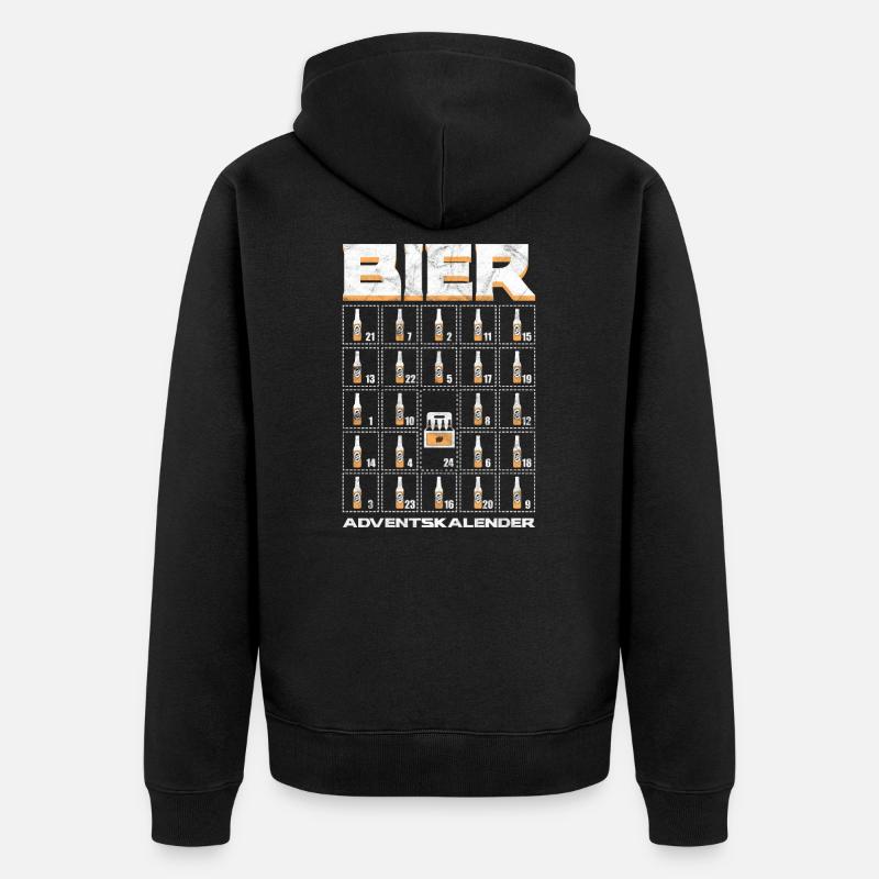 Bier Adventskalender Geschenkidee - Unisex Premium Bio Zip Hoodie - Schwarz