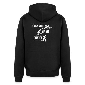 Triathlon Triathlet Training Workout Sportler - Unisex Premium Bio Zip Hoodie - Schwarz - Hinten - Nico (187cm)