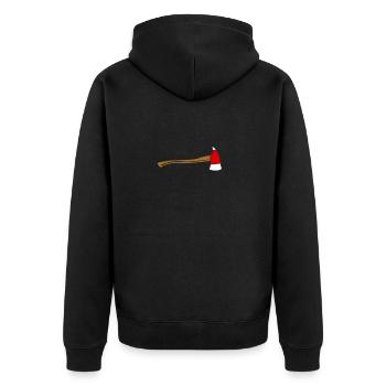 fire Department - Unisex Premium Organic Zip Hoodie - black - Back - Nico (187cm)