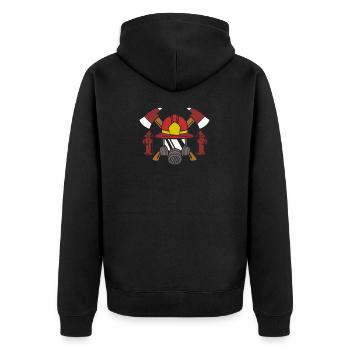 fire Department - Unisex Premium Organic Zip Hoodie - black - Back - Nico (187cm)