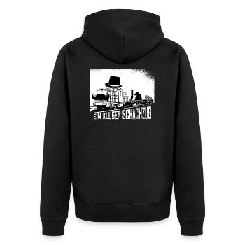 Ein Kluger Schachzug! Schach Spruch Wortspiel - Unisex Premium Bio Zip Hoodie - Schwarz - Hinten - Nico (187cm)