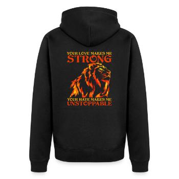 Signe du zodiaque Leo Love Strong Hate Unstoppable - Veste à capuche bio Premium Unisexe - noir - Dos - Nico (187cm)