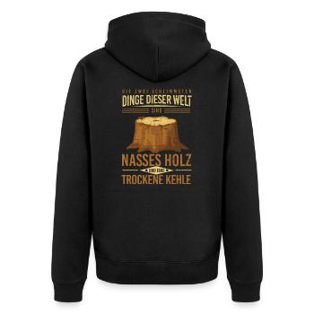 Holzarbeiten Kollegen Werkstatt Holz Holzarbeit - Unisex Premium Bio Zip Hoodie - Schwarz - Hinten - Nico (187cm)