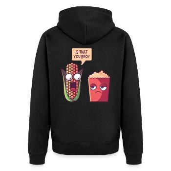 Popcorn - Unisex Premium Organic Zip Hoodie - black - Back - Nico (187cm)
