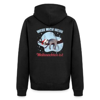 Lustiges Faultier Weihnachten Outfit - Unisex Premium Bio Zip Hoodie - Schwarz - Hinten - Nico (187cm)