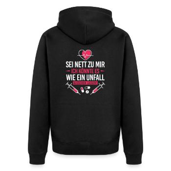 Krankenschwester Altenpfleger Arzthelferin - Unisex Premium Bio Zip Hoodie - Schwarz - Hinten - Nico (187cm)