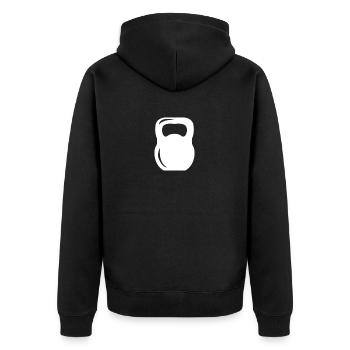 Fitness - Unisex Premium Bio Zip Hoodie - Schwarz - Hinten - Nico (187cm)