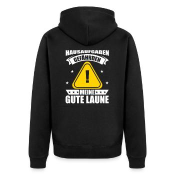 Schüler - Unisex Premium Bio Zip Hoodie - Schwarz - Hinten - Nico (187cm)