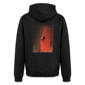 Kletter- und Sportgeschenke - Klettern und Kletterer - Unisex Premium Bio Zip Hoodie - Schwarz - Hinten - Nico (187cm)