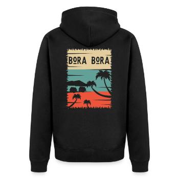 Bora Urlaub Meer Sonne Palmen Insel Reise Geschenk - Unisex Premium Bio Zip Hoodie - Schwarz - Hinten - Nico (187cm)