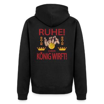Ruhe Der König Wirft Kegeln Bowling Club Geschenk - Unisex Premium Bio Zip Hoodie - Schwarz - Hinten - Nico (187cm)