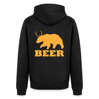 Cadeau de bière, cerf ours animal créature mythique cadeau - Veste à capuche bio Premium Unisexe - noir - Dos - Nico (187cm)