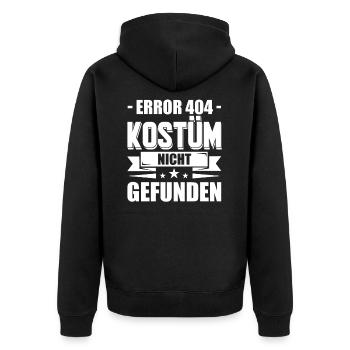 Error 404 Karneval Fasching Kostüm - Unisex Premium Bio Zip Hoodie - Schwarz - Hinten - Nico (187cm)