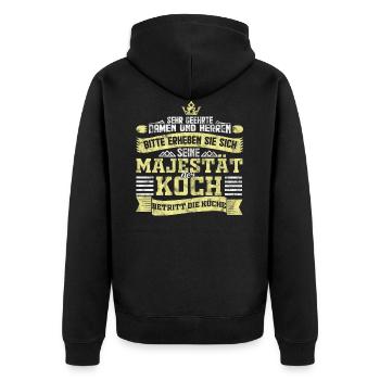 Koch - Unisex Premium Bio Zip Hoodie - Schwarz - Hinten - Nico (187cm)