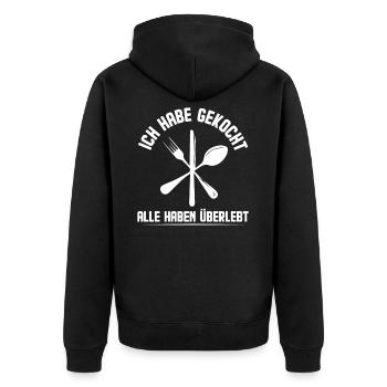 Koch Köchin lustige Sprüche Geschenk - Unisex Premium Bio Zip Hoodie - Schwarz - Hinten - Nico (187cm)