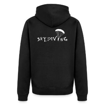 SKYDIVING Fallschirmspringer Fallschirmsport - Unisex Premium Bio Zip Hoodie - Schwarz - Hinten - Nico (187cm)