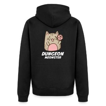 Dungeon Meowster Cube RPG Cat - Unisex Premium Organic Zip Hoodie - black - Back - Nico (187cm)