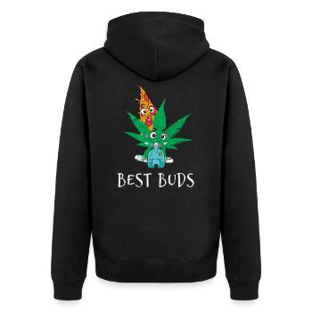 Best Buds Weed Gras Pizza Best friends smoking pot - Unisex Premium Organic Zip Hoodie - black - Back - Nico (187cm)