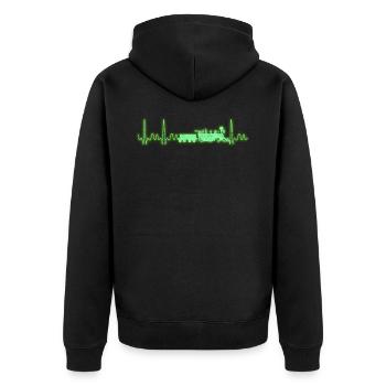 Modellbauer Lok Zug Eisenbahn Herzschlag - Unisex Premium Bio Zip Hoodie - Schwarz - Hinten - Nico (187cm)