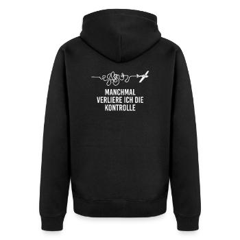 Modellflug Kontrolle Flugzeug Modellflieger Pilot - Unisex Premium Bio Zip Hoodie - Schwarz - Hinten - Nico (187cm)