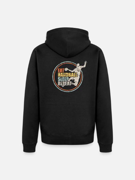 Handball Handballer Retro Geschenk - Unisex Premium Bio Zip Hoodie - Schwarz