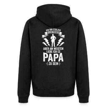 Stolzer Elektriker & Papa Geschenkidee - Unisex Premium Bio Zip Hoodie - Schwarz - Hinten - Nico (187cm)