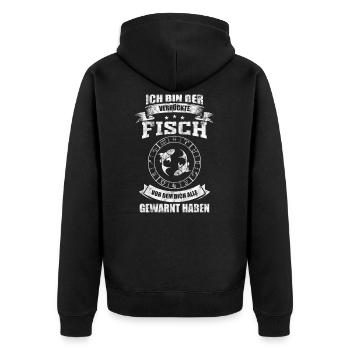 Sternzeichen Fisch lustiges Spruch Geschenk - Unisex Premium Bio Zip Hoodie - Schwarz - Hinten - Nico (187cm)