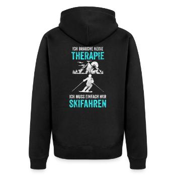Skifahrer Skipisten Abfahrt Motiv - Unisex Premium Bio Zip Hoodie - Schwarz - Hinten - Nico (187cm)