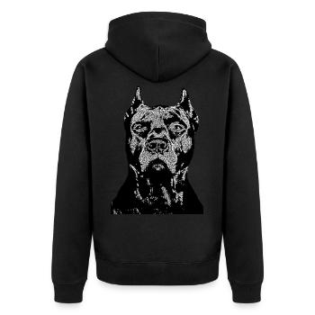 Bulldogge Kampfhund Staffordshire,Wachhund,Hunde - Unisex Premium Bio Zip Hoodie - Schwarz - Hinten - Nico (187cm)
