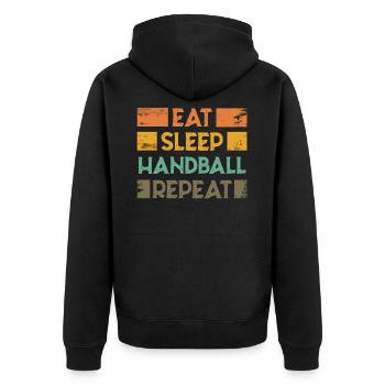Handball Handball Player Beach Handball Handball Player - Unisex Premium Organic Zip Hoodie - black - Back - Nico (187cm)
