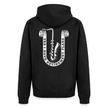 Saxophon Ruhestand, rentner jazz musik geschenk - Unisex Premium Bio Zip Hoodie - Schwarz - Hinten - Nico (187cm)
