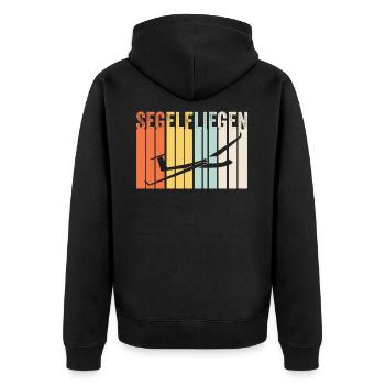 Segelfliegen Retro Geschenk Motiv - Unisex Premium Bio Zip Hoodie - Schwarz - Hinten - Nico (187cm)