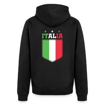 Italien Italia italienische Flagge Wappen Geschenk - Unisex Premium Bio Zip Hoodie - Schwarz - Hinten - Nico (187cm)