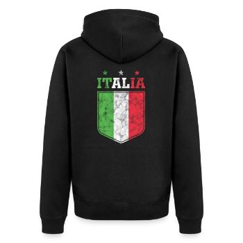 Italia italienische Flagge Wappen - Unisex Premium Bio Zip Hoodie - Schwarz - Hinten - Nico (187cm)