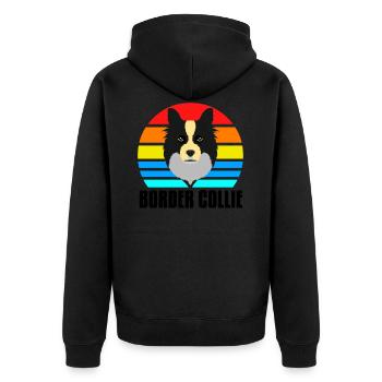 Border Collie - Unisex Premium Bio Zip Hoodie - Schwarz - Hinten - Nico (187cm)