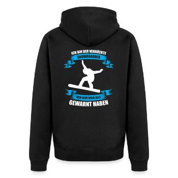 Snowboard - Unisex Premium Bio Zip Hoodie - Schwarz - Hinten - Nico (187cm)