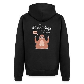 Faultier Sloth Im Erholungsmodus Yoga Erholung - Unisex Premium Bio Zip Hoodie - Schwarz - Hinten - Nico (187cm)
