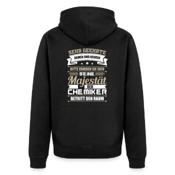 Chemiker Laborant - Unisex Premium Bio Zip Hoodie - Schwarz - Hinten - Nico (187cm)