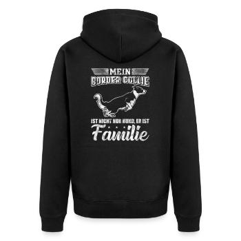 Border Collie Familie - Unisex Premium Bio Zip Hoodie - Schwarz - Hinten - Nico (187cm)