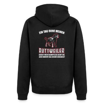 Rottweiler Tierliebe - Unisex Premium Bio Zip Hoodie - Schwarz - Hinten - Nico (187cm)