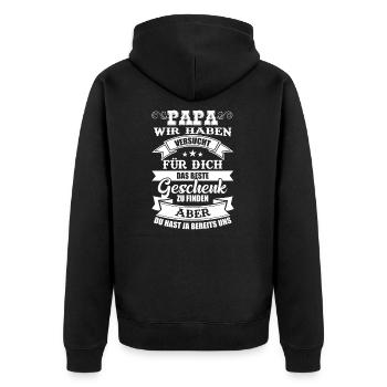 Vater Vatertag Papa lustiges Sprüche Geschenk - Unisex Premium Bio Zip Hoodie - Schwarz - Hinten - Nico (187cm)