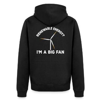 Renewable Energy I'm A Big Fan Pinwheel Gift - Unisex Premium Organic Zip Hoodie - black - Back - Nico (187cm)