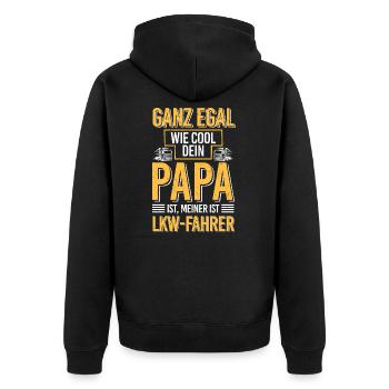 Cool Papa LKW-Fahrer Trucker Fernfahrer Lastwagen - Unisex Premium Bio Zip Hoodie - Schwarz - Hinten - Nico (187cm)