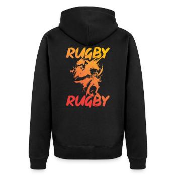 Rugby rugby american football - Unisex Premium Organic Zip Hoodie - black - Back - Nico (187cm)
