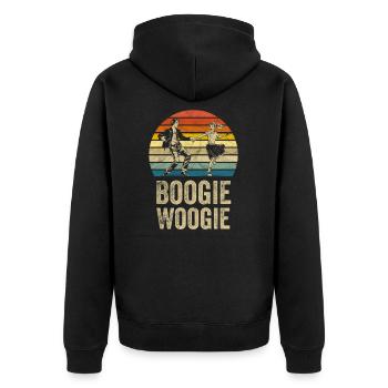 Boogie Woogie - Unisex Premium Bio Zip Hoodie - Schwarz - Hinten - Nico (187cm)