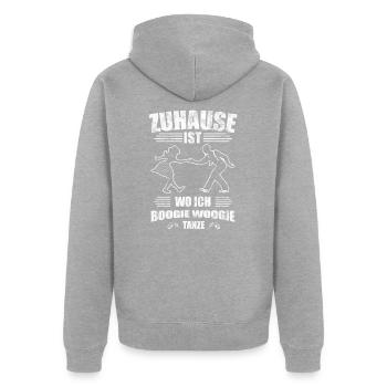 Boogie Woogie Turniertanz - Unisex Premium Bio Zip Hoodie - Grau meliert - Hinten - Nico (187cm)