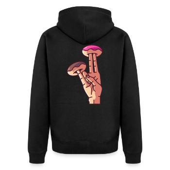 2 dans le rose 1 dans le beignet puant - Veste à capuche bio Premium Unisexe - noir - Dos - Nico (187cm)