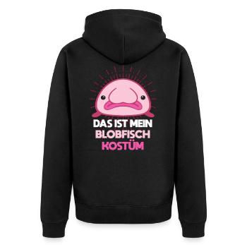 Das ist mein Blobfisch Kostüm - Unisex Premium Bio Zip Hoodie - Schwarz - Hinten - Nico (187cm)