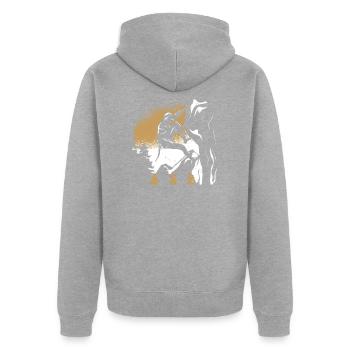 Klettern - Unisex Premium Bio Zip Hoodie - Grau meliert - Hinten - Nico (187cm)