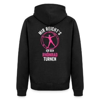 Mir reichts ich geh Rhönrad turnen - Unisex Premium Bio Zip Hoodie - Schwarz - Hinten - Nico (187cm)